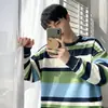 Playeras personalizadas a rayas estilo Hong Kong para hombre y mujer para primavera, otoño e invierno, camisetas de manga larga con estampado digital, capas base estilo celebridad de internet