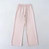Pantalones Casuales de Acetato Satinado de Pierna Ancha para Mujer Primavera y Verano Nuevos Cintura Elástica Holgados Casuales Rectos Drapeados Pantalones de Seda Helada