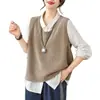 Colete Tricotado Feminino Primavera e Outono 2025 Novo Solto Camada Sobre Camada Xale Colete Top Tricô Feminino Verão