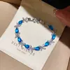 Pulseira Coração de Zircônia Colorida Transfronteiriça Europeia e Americana, Pulseira de Luxo Leve de Nicho de Alta Qualidade, Joia de Mão Exquisita Elegante Estilo Coreano para Mulheres