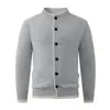 Nuevo Cárdigan de Punto para Hombre con Cuello Alto, Bloques de Color en la Botonadura, Suéter Casual de Punto de Color Sólido para Otoño e Invierno, Abrigo Suéter para Hombre
