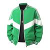 Jaqueta Casual Tendência Color Block Outono/Inverno Masculina Tamanho Europeu com Tira Colorida, Jaqueta Baseball Fina