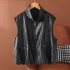 Colete de pele de ovelha minimalista retrô estilo americano para mulheres, novo modelo outono 2026, caimento solto, modelador, top colete casual