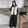 Conjunto de Tres Piezas con Sudadera sin Mangas para Niñas Estilo Otoño e Invierno Conjunto Engrosado Ropa Nueva Acolchada de Algodón Ropa de Invierno para Niños Niñas Niños Grandes Moderno