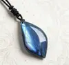 Pingente Natural de Labradorita Gota d'Água Pingente de Cristal Azul Claro Colar Simples Estilo Europeu Joias Venda por Atacado