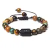 Pulsera de las Doce Constelaciones 8mm Ojo de Tigre Piedra con Imagen Pulsera Hecha a Mano Piedra Natural con Cuentas Pulsera de Constelación con Tarjeta