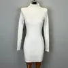 Moda Feminina Coreana Dongdaemun para Exportação, Deslumbrante e Valoriza a Silhueta, Estilo Sexy e Desejo Puro, Vestido Bodycon de Gola Alta Justo