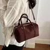 Bolsa de almofada de camurça transfronteiriça, moderna, para mulheres, novo design retrô e único, bolsa tote estilo Boston, bolsa de ombro e bolsa transversal