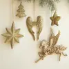 Nova decoração de Natal transfronteiriça: pingente de asa de resina cor dourado champanhe, enfeite de árvore de Natal nórdico
