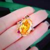 Pendientes colgantes estilo corte retro italiano con llamas calientes engastadas en diamantes amarillos brillantes, color separado, tesoro, anillo abierto