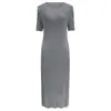 Vestido Plisado Efecto Ola de Agua, Nuevo Estilo de Verano, Vestido Bodycon de Longitud Media Adelgazante y Elegante para Mujeres Petites