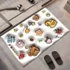 Alfombrilla de Baño de Tierra de Diatomeas Secado Rápido Estereoscópica 3D Absorbente Antideslizante Felpudo para Puerta de Inodoro Dibujos Animados