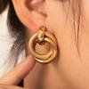 Aretes de Aro Transfronterizos, Aretes de Tuerca Irregulares, Aretes de Acero Inoxidable, Aretes de Acero de Titanio, Aretes de Aro Multicapa, Aretes para Mujer