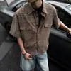 Camisa de Manga Corta a Cuadros Nueva de Verano 2026 para Hombre, Marca Japonesa Retro de Moda, Corte Holgado, Camisa Casual Versátil para Pareja