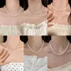 Cadena de suéter ins puramente deseable y sutilmente lujosa para mujer, collar de moda y de alta gama con elegancia francesa, joyería de cadena para clavícula con perlas