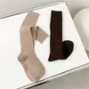 Calcetines de otoño e invierno para mujer, calcetines de pierna de punto de doble aguja, calcetines de rodilla de moda, calcetines de color liso, calcetines largos casuales para niños