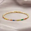 Nuevo Estilo Francés Lujo Ligero Aleación de Cobre Zirconia de Color Sintético Pulsera Diseño de Color Mixto Temperamento Pulsera Colorida de Alta Calidad