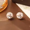 Brincos Populares Manta Pérola Rosa, Luxo Leve e Design de Nicho de Alta Qualidade, Brincos de Miçangas Millet, Brincos Exquisitos e Modernos