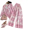 Enviado: Conjunto de top estampado de moda nuevo + pantalones estampados de Amazon AliExpress