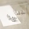 Pendientes de Plata de Ley 925 para Mujer, Elegante Diseño de Mariposa con Diamantes, Pendientes Sencillos, Joyería de Plata de Ley Moda Estilo Coreano