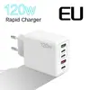 Cargador poroso de carga rápida para teléfono móvil de 120W transfronterizo, cabezal de carga rápida 3A, regulaciones europeas y americanas, 3PD 2USB, cabezal de carga multipuerto