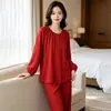 Conjunto de Pijama de Algodón Puro para Hombre y Mujer, Ropa de Casa con Cuello Solapa, Manga Larga y Pantalón Largo, Nuevo Estilo Primavera y Otoño, Tallas Grandes, Cómodo y de Corte Holgado