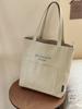 Design Original Bordado de Letras Literárias Japonesas e Coreanas Lona Ombro Commuter Simples Casual Versátil Estudante Bolsa Tote