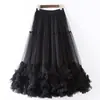 Design de Barra Oversized, Saia de Renda Fashion, Saia Tutu de Renda com Babados Doces Linha A com Barra Grande 8023 Atacado
