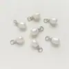 Perlas de Agua Dulce Naturales Chapadas en Oro de 18 Quilates, Cuentas Blancas en Forma de Botón, Colgantes para Manualidades Hechas a Mano con Cuentas en Forma de Gota Pequeña