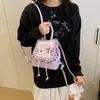 Mochila Retro Americana de Gatito para Mujer, Estilo Coreano Estampado de Leopardo Diseño de Nicho Dibujos Animados Linda Mochila de Gran Capacidad