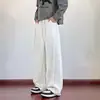 Marca moderna estilo americano/personalizado, cinza, peso pesado, perna reta, calça de moletom solta, unissex, caimento solto, perna larga, para outono, adequada para esportes e lazer