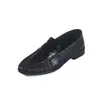 Mocasines de una tira con estampado de anguila de cuero genuino para mujer 2026 comercio exterior punta redonda temperamento tacón grueso zapatos de una sola pieza estilo británico zapatos pequeños de cuero