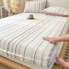 Juego de Sábana Bajera Ajustable de Algodón Puro Lavado Jacquard Pieza Única 100% Algodón Funda de Sábana Protector de Colchón Juego de Tres Piezas
