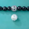 Cuentas Espaciadoras de Bola Trenzada de 16 mm Plata Pura S999 Retro Viejo Tallado Calado Flor de Hortensia Cuentas de Plata Juguete DIY Accesorios para Pulseras