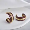 Brincos Europeus e Americanos Retrô de Nicho com Pingente de Óleo em Formato de C Leve Luxo Sensação de Alto Padrão Personalidade Exagerada Brincos Elegantes Brincos para Mulheres