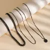 Collar de estilo frío con cadena multicapa, joyería transfronteriza europea y americana, con perlas de imitación simples, geométrico, redondo y dulce.