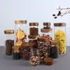 Frasco Hermético de Vidrio con Tapa de Madera de Acacia para Almacenamiento en la Cocina del Hogar, Frasco para Alimentos, Frasco de Vidrio de Borosilicato Alto, Frasco para Almacenamiento de Granos