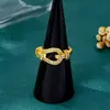 Anillo de Dedo Índice de Oro Arena Vietnamita Lujo Circonita Incrustada Hebilla de Herradura Anillo Abierto para Mujeres Estilo Versátil Joyería Duradera Suministro