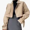 Amazon 2026 Trench Coat Curto Feminino Manga Longa Jaqueta Casual Clássico Gola Lapela Dupla Casaco Fashion