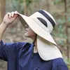 Sombreros de Sol de Verano Cuidadosamente Seleccionados para Hombres, Sombreros para Pesca al Aire Libre, Sombreros de Pescador con Protección Solar tipo Chal, Sombreros de Ala Ancha que Cubren la Cara