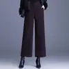 Pantalones de Lana de Pierna Ancha para Mujer, Nuevo Estilo Otoño 2026, Cintura Alta Elástica, Adelgazantes, Engrosados, Pantalones Casuales de Lana de Pierna Recta a la Moda