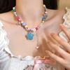 Collar con Colgante de Cuentas Estrellas de Color Verano Cadena Clavícula Dulce Fresca para Mujer Estilo Vacacional Nicho Collar Combinable