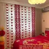 Conjunto de Decoração de Quarto de Casamento com Cortinas Longas Apresentando o Caractere "Felicidade Dupla" para o Novo Lar do Noivo e o Quarto da Noiva, Decoração de Casamento para a Sala de Estar com Guirlandas