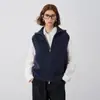 100% Lana Fina Elegante Chaleco Abrigo de Punto con Cremallera para Mujer Otoño Invierno Solapa Para Superponer Sin Mangas Suéter de Lana