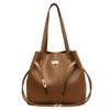 Bolsa Balde Simples Cor Sólida Bolsa de Mão Cor Sólida Versátil Moda Bolsa de Ombro Bolsa de Grande Capacidade Bolsa Axilar Feminina para o Dia a Dia