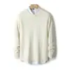 26 Nueva Colección Otoño/Invierno: Suéter Jacquard Grueso Ligero de Lujo 100% Lana para Hombre, Cuello Redondo, Corte Holgado, Tejido de Punto Versátil para Negocios