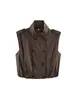 Ins Comercio Electrónico Transfronterizo Ropa de Mujer Primavera y Otoño Nuevo Estilo Elegante Sin Mangas Cuello Alto Plisado Doble Botonadura Chaleco Chaqueta Chaleco