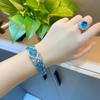 Libro Rojo Recomienda Red de Internet con Joyería de Alto Montaje Diamante de Alto Carbono Imitación Topacio Azul Suizo Pulsera Comparable a la Aguamarina