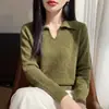 Suéter de Tricô Verde Suave Estilo Preguiçoso Ano Novo Feminino Outono Inverno Sensação Relaxada Camada Interna Camada Base Top de Tricô Emagrecedor