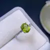Anillo Tesoro de Plata de Ley Incrustado Color Olivino Natural Plata 925 Incrustado Estilo Palacio Moda Diseño de Alto Sentido Moda